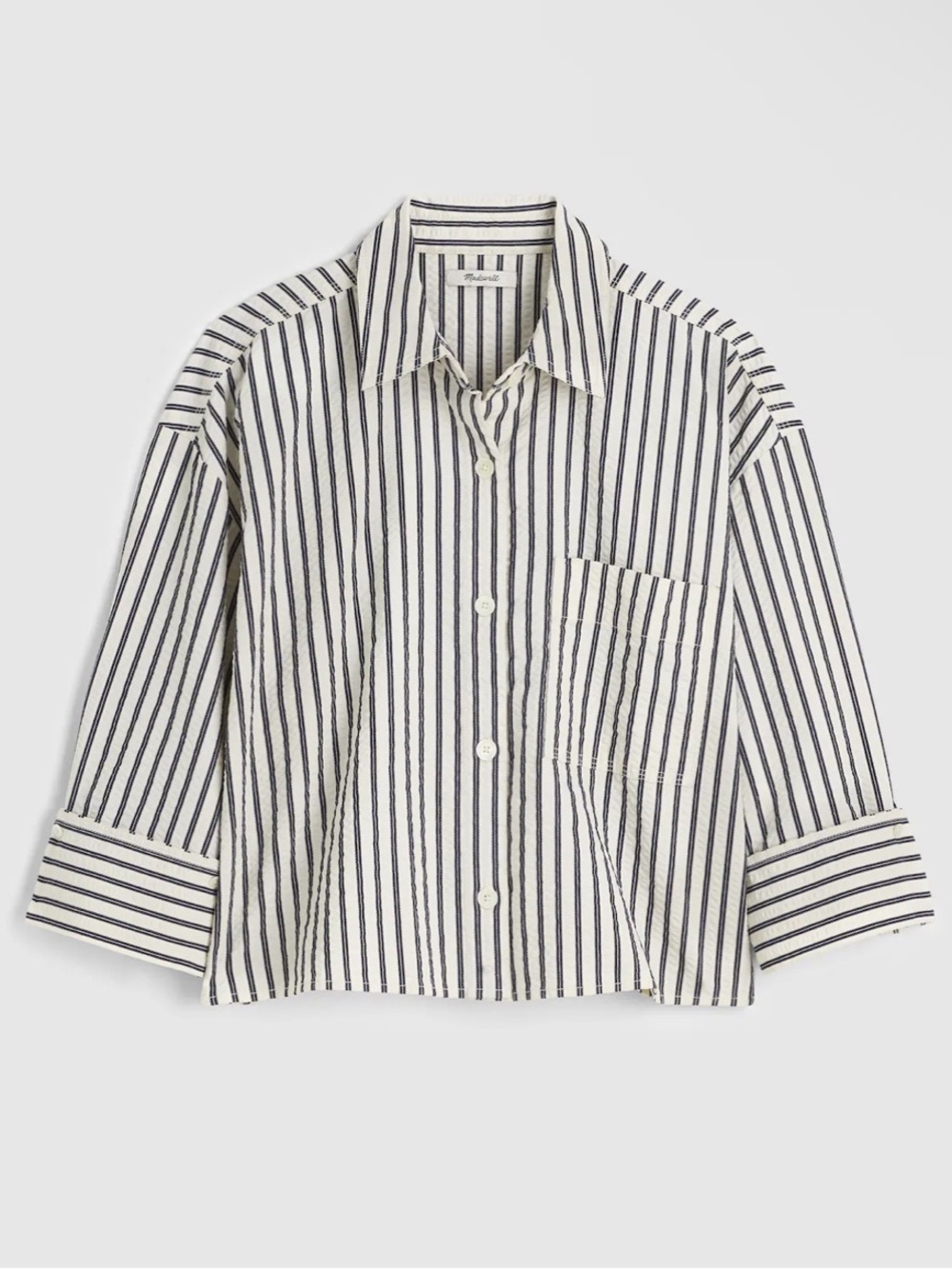 NWT Madewell Straight-Hem Shirt in Grey Variegated Stripe in size XXS - NW055